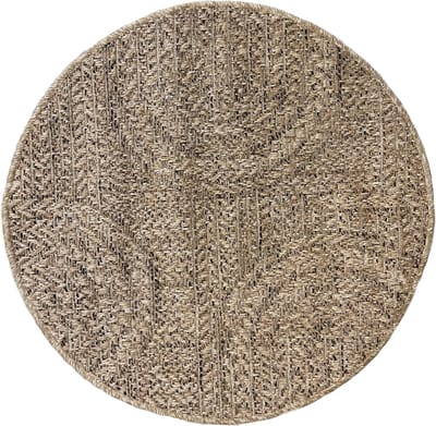 the carpet Kansas - Robuust In- en Outdoor vloerkleed, natuurlijk jute-look met cirkelmotief, weerbestendig, geschikt voor terras en tuin, 80 cm rond