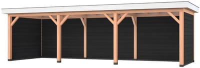 Douglas overkapping, 900 x 300, met achterwand en twee zijwanden, Westwood Holland Basic