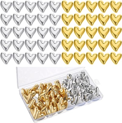 Hartvormige pushpins - 50 stuks schattige punaises voor prikborden, wanddecoratie en kantooraccessoires, ideaal voor school en thuisgebruik (goud/zilver)