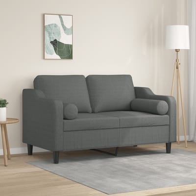vidaXL - Tweezitsbank - met - sierkussens - 120 - cm - stof - donkergrijs