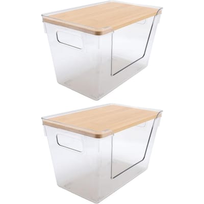 2 stuks Voorraadkast Organizer Bak Multifunctionele Opbergcontainer Transparante Voedselopslag Kast Organizer white