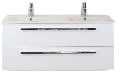 Seville Badmeubelset 120 cm - 2 Laden Wit Hoogglans - Wastafel Enjoy Dubbel