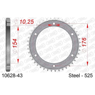 Stalen tandwiel Afam 525 43 dents