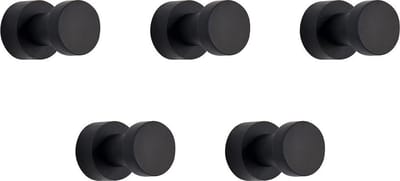 VDN Stainless Handdoekhaakjes zwart - Vaatdoekhouder - Rond – Haakjes handdoek - Wandhaak - Ophanghaakjes - 5 Stuks