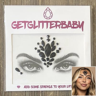 GetGlitterBaby® - Glitter Face Jewels / Festival Glitters / Strass Glitter Steentjes / Plak Diamantjes voor Gezicht / Rhinestones - Zwart