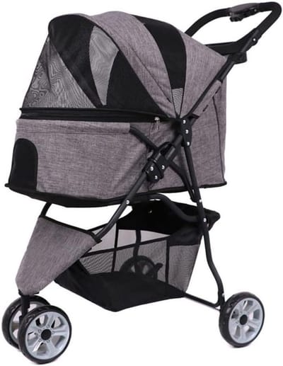 Huisdier Kinderwagen - Reiswagen Honden - Uitstapjes Maken - Opvouwbaar Ontwerp - Tot 20kg - Grijs