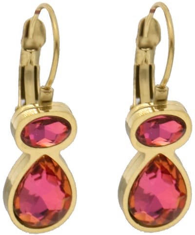 Oorbellen - RVS - kristallen - 2,5 cm - roze