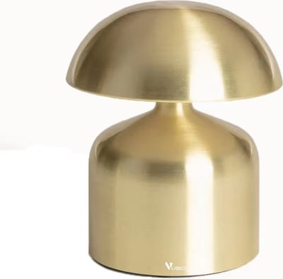 Vubio Oplaadbare Tafellamp - 14cm - Goud - voor Binnen & Buiten - Draadloos & Oplaadbaar - Dimbaar - Touch Bediening - Industrieel - Sfeerverlichting - Restaurant