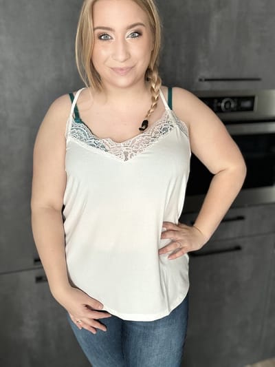 VERO MODA VMANA S/L LACE TOP GA NOOS CURVE Dames T-shirt - Maat M-46/48