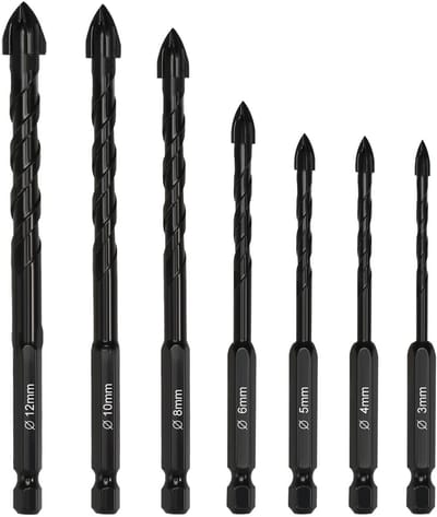 Dailygoods - Tegelborenset 7 Stuks - Universele Boorset - Ideaal voor Hobbyisten - Diverse Groottes - Geschikt voor Beton en Glas - Perfect voor Boren...