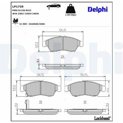 Remblokset DELPHI LP1739, voor