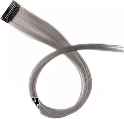 Akyol - Haar extension – grijs haar extension -clip in haar extension 1 stuk grijs – roze – extension – nep haar – 1 stuk – cadeau -carnaval haar clip in -– carnaval-nep haar kinderen