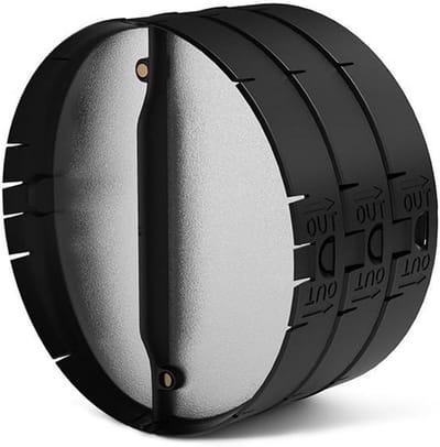 Terugslagklep - Warmte terugwinningssysteem - Energie besparen - Dubbele isolerende luchtkamers - Ø125mm - Zwart/zilver