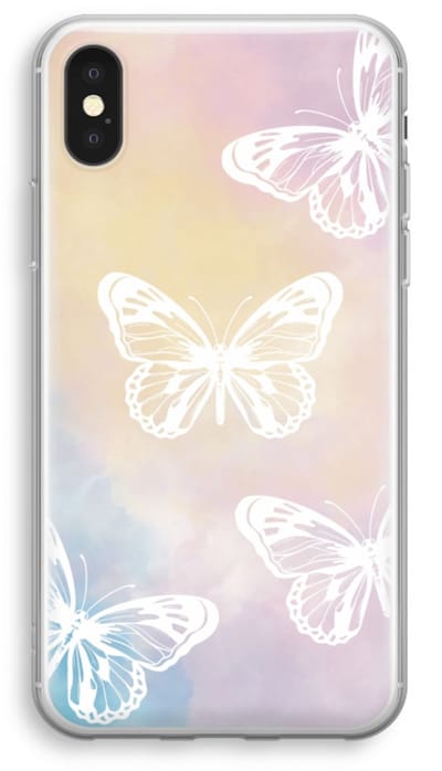 Case Company® - Hoesje geschikt voor iPhone X hoesje - White butterfly - Soft Cover Telefoonhoesje - Bescherming aan alle Kanten en Schermrand