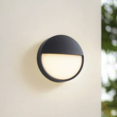 Arcchio LED buiten wandlamp Gravo, Ø 25 cm, zwart, IP65