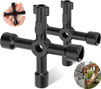 *** 2 stuks Universele 4-weg sleutel - meterkast - radiator - gasmeter - metaal - kruissleutel - Schakelkastsleutel - Paaltjessleutel - Universele multi vierkant - driehoek sleutel ***