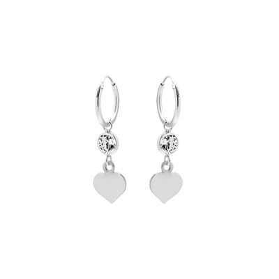 Zilveren oorringen-dames met hart hanger-925 zilver-37mm