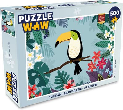 Puzzel Toekan - Planten - Bloemen - Kinderen - Dieren - Kids - Legpuzzel - Puzzel 500 stukjes