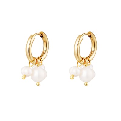 Oorbellen met bungelende parels - Yehwang - Oorbellen - One size - Goud