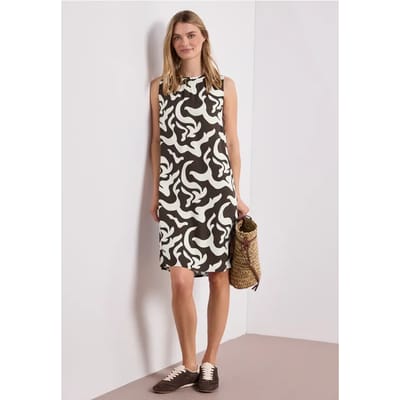 Knielange jurk met ronde hals en print