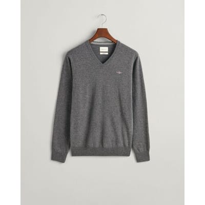 Gant Trui Superfijne Lamswol V-Hals Antraciet / male