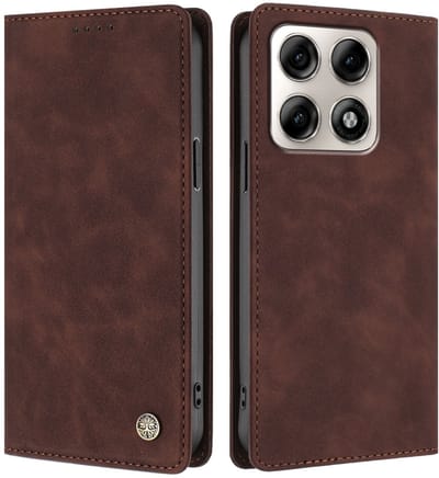Coverup Hoesje - Geschikt voor Motorola Edge 70 Pro Hoesje - Coverup Classic Book Case - Bruin
