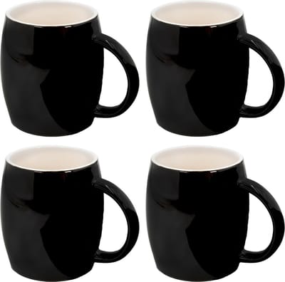 Intirilife 4x mok met handvat van keramiek in zwart - 400 ml - mok voor koffie thee cappuccino vaatwasmachinebestendig cadeau-idee voor familie vrienden of collega's