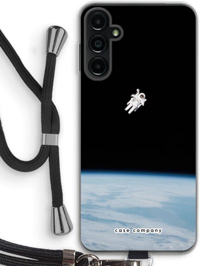 Case Company® - Hoesje met koord geschikt voor Samsung Galaxy A14 hoesje met Koord - Alone in Space - Telefoonhoesje met Zwart Koord - Bescherming aan alle Kanten en Over de Schermrand
