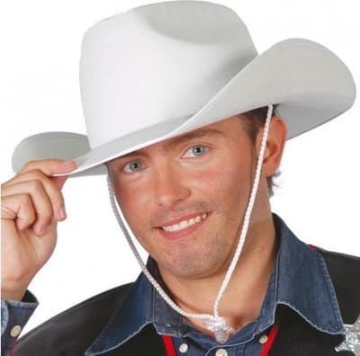 Cowboyhoed - 2x stuks - wit - vilt - volwassenen - western hoed - verkleedhoed cowboy - Carnaval - feesthoed