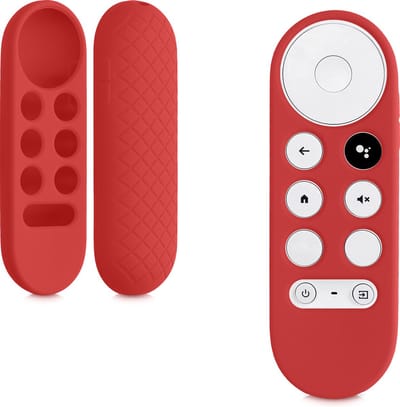 kwmobile hoes geschikt voor Google Chromecast 2020 4K / Chromecast 2022 HD - Siliconen anti-slip hoes voor afstandsbediening in rood