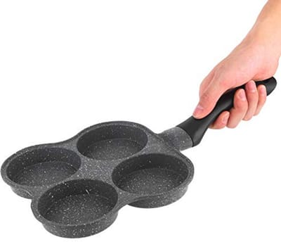 Omeletpan met 4 Gaats en Afneembaar Handvat - Ideaal voor Pannenkoeken en Ontbijt