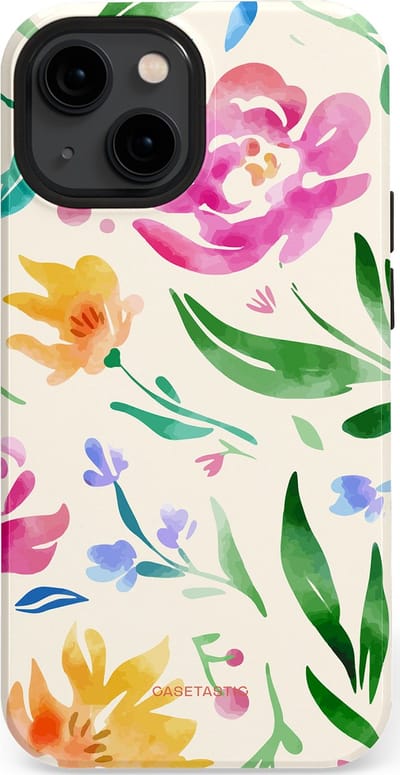 Casetastic Hoesje Geschikt voor Apple iPhone 13 Mini Magsafe - Stijlvolle Beschermende Duo-layer Case - Waterflora