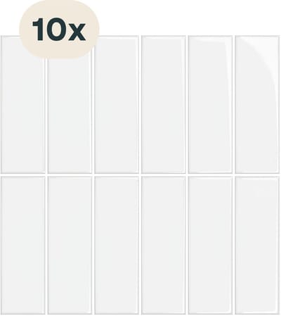 Solusia Zelfklevende Plaktegels - Wit – 10 Luxe Plaktegels voor Wand – Waterdichte Wandpanelen voor Keuken, Badkamer en Toilet – 25,4 x 25,4 cm – Makkelijk aan te brengen - Tegeltjes Tegelstickers