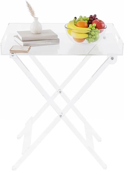 Inklapbare tafel - Dienblad tafel - Ruimtebesparend opbergen - Helder acryl design - 48 x 35 x 60 cm - Transparant