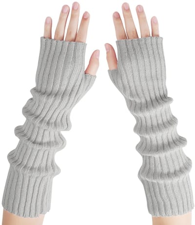 Arm Sleeves - Dames Lange Vingerloze - Gebreide Y2K Arm Sleeves - (Grijs)