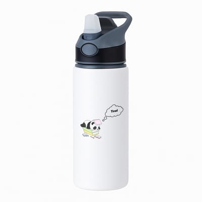 Hacebo® - tired panda waterfles met rietje zwart - Panda - panda liefhebbers - panda die ligt op een stapel boeken - verjaardag - dieren liefhebbers - cadeau - kado - geschenk - verjaardagscadeau - water fles - 650ML