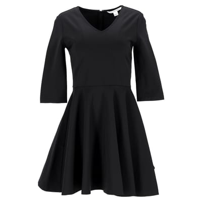 Diane Von Furstenberg Jeannie mini-jurk met V-hals en uitlopende rok in zwart nylon