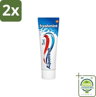 Aquafresh Tandpasta Freshmint Frisse Adem 75 ml - Voordeelverpakking - 2 stuks - Tandpasta - Suikerzuurbescherming