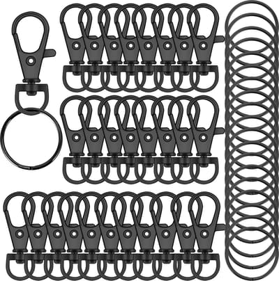 40 Zwarte Karabijnhaken met 40 Sleutelringen - Musketonhaak Sleutelhangers voor Volwassenen - Mini DIY Musketon en 25mm ringetjes - Auto Klein Carabiner Sleutel Hanger, Houder - Karabijn haak ringen - Keychain Zelf Maken Karabijnsluiting - voor Hobby