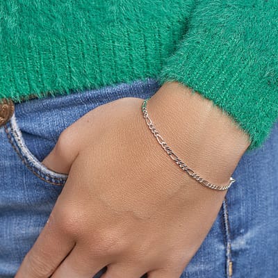 Zilver figaro collier 50 cm 14 karaat
