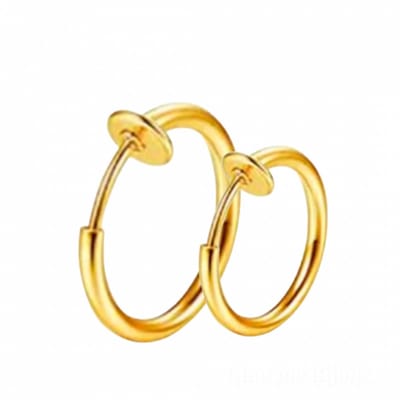 2 Stuks-Fake Oorringen-Goudkleurig-16 mm en 22 mm- Charme Bijoux