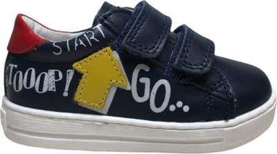 Falcotto Mt 18 velcro's gele pijl lederen sneakers Mervi navy