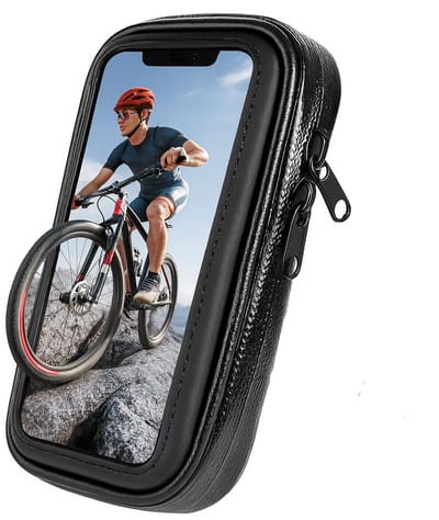 Telefoonhouder Fiets - Waterdicht Fietshouder voor Mobiel - Waterbestendig - Schokbestendig - Afneembaar - Fiets/Mountainbike/Motor/Scooter - Frametas - Inclusief bevestiging - 5.5 inch t/m 6.3 inch L formaat