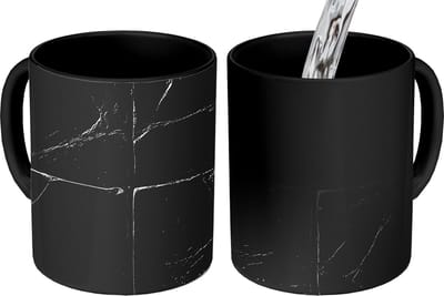 Magische Mok - Foto op Warmte Mokken - Koffiemok - Zwart - Tegels - Steen - Magic Mok - Beker - 350 ML - Theemok
