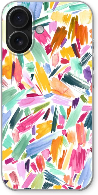 Case Company® - Hoesje geschikt voor iPhone 16 hoesje - Watercolor Brushstrokes - Soft Cover Telefoonhoesje - Bescherming aan alle Kanten en Schermrand