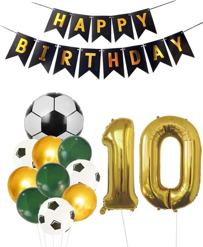 Cijfer Ballon 10 | Snoes Champions Voetbal Plus - Ballonnen Pakket | Groen en Goud