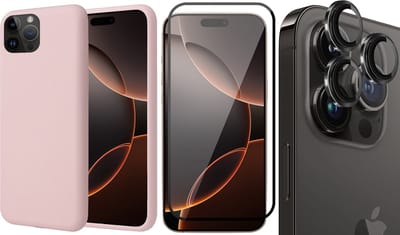 Hoesje geschikt voor iPhone 16 Pro - Screenprotector Volledig Dekkend Glas & Camera Protector - Matte Case Roze met Fluweelzachte Binnenzijde