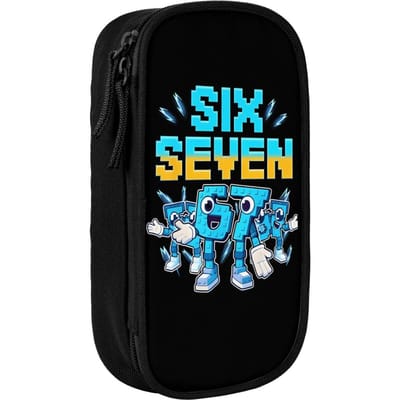 67 Zes Zeven 6-7 Grappige Italiaanse Hersenkronkel Potlood Etui Mode Pennenhouder Tassen Student Grote Opbergruimte Schoolbenodigdheden (as the picture,One Size)