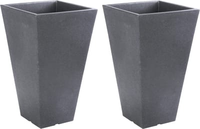 Pro Garden bloempot - antraciet grijs - 2x 35 x 55 cm - Buiten plantenpotten/plantenbakken - kunststof
