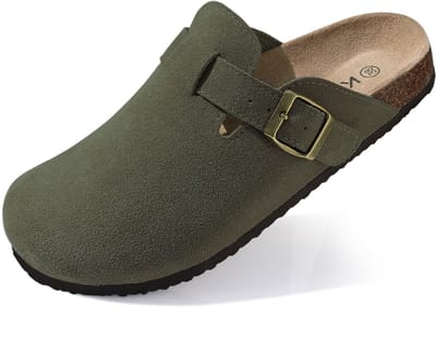 Homaxy - Unisex Clogs - Koe suède- Houten clogs – groente - 37 - Geschikt voor een voetlengte van 23,2 cm